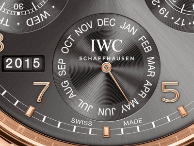 Close up al estupendo IWC Portugieser Calendario Perpetuo